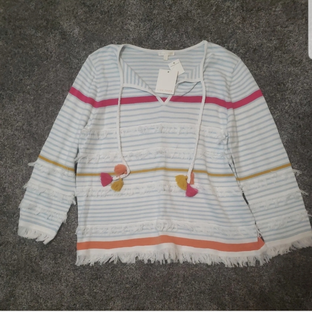 Lisa Todd Women's XL Lightweight Sweater Open Neck Really Cute!! NEW NWT